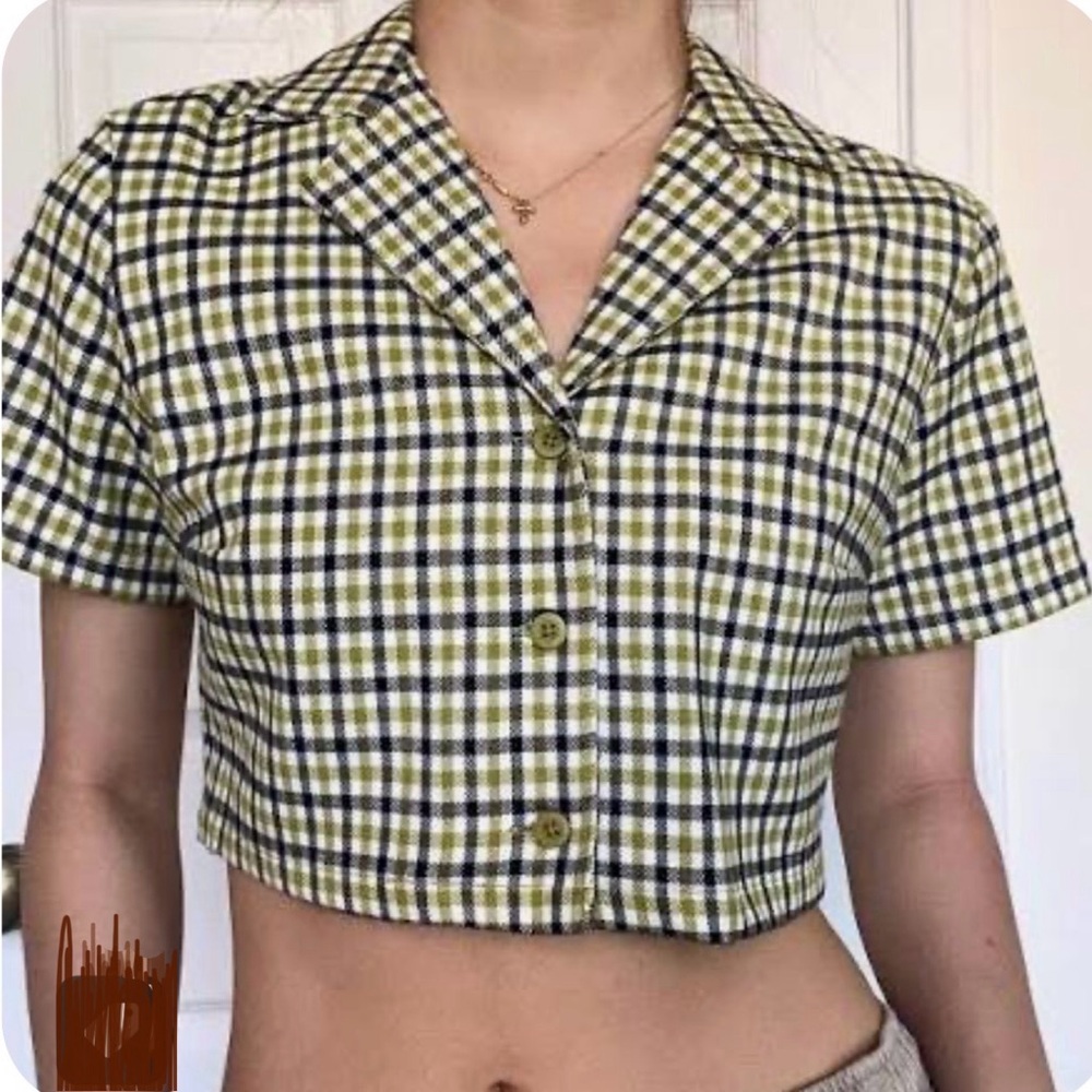 Brandy Mellville Plaid Button-Up Shirt